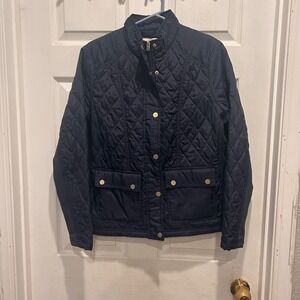 A New Day Quilted Chore Jacket Navy Blue Full Zip Pockets‎ Size Large Women
